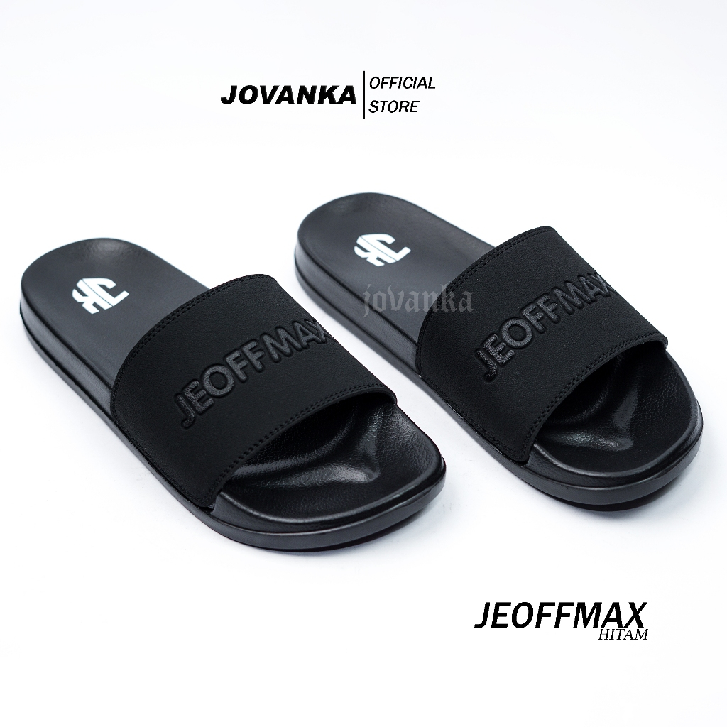 Jovanka - Sandal Slop Pria | Sendal Pria Wanita Selop Premium Karet Ringan Shoes Black Jovanka Feat 