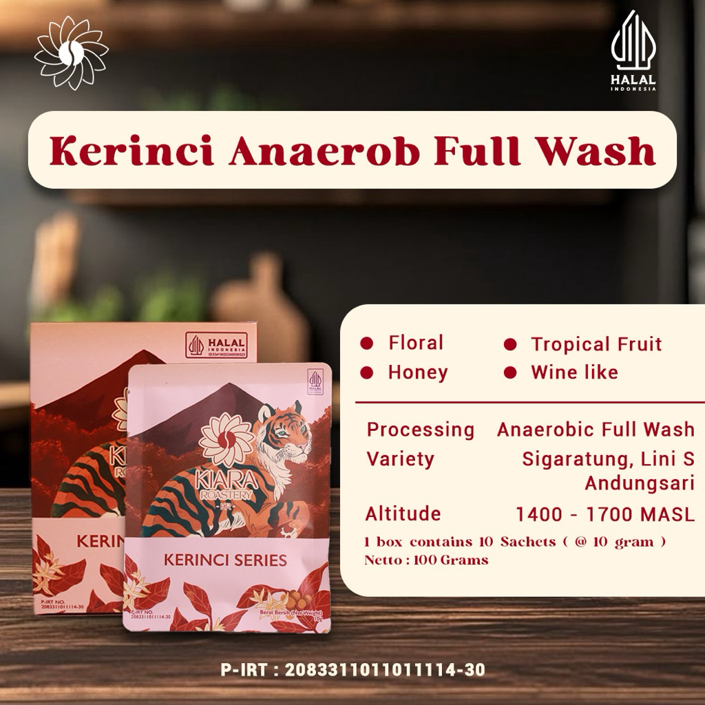 

Kerinci Anaerob Full Wash Drip Bag | Kopi 100% Full Arabica | Specialty Grade Coffee | Bubuk Kopi Langsung Seduh | Kiara Roastery