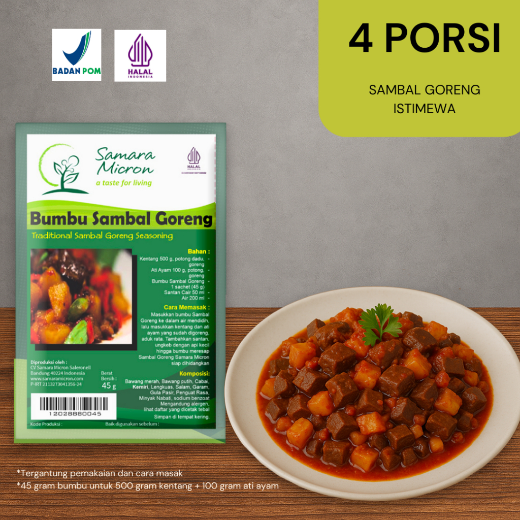 

Bumbu Sambal Goreng Samara Micron / Bumbu Sambel Goreng -Bumbu Instan Rumahan Gurih Pedas Nikmat