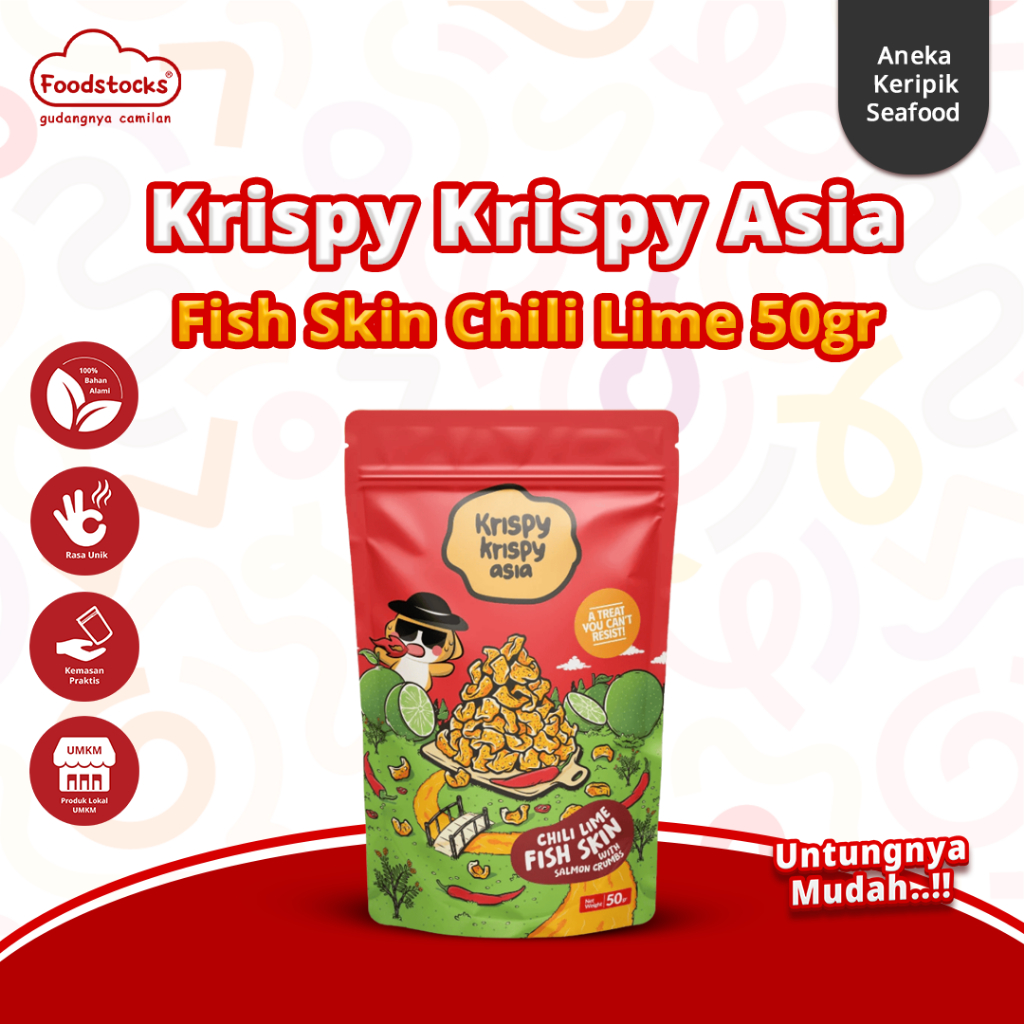 

Krispy Krispy - Chili Lime Fish Skin Kerupuk Kulit Ikan Gurih Premium 50gr