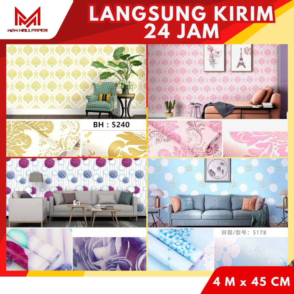 Wallpaper Dinding Warna Biru Wallpaper Dinding Ruang Tamu [ M2M WALLPAPER ] Wallpaper Dinding Kamar 