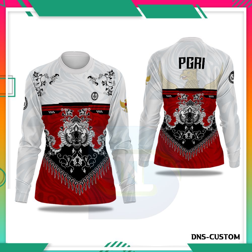 Baju Guru PGRI Wanita - Kaos Seragam PGRI - Jersey Olahraga Guru PGRI Printing