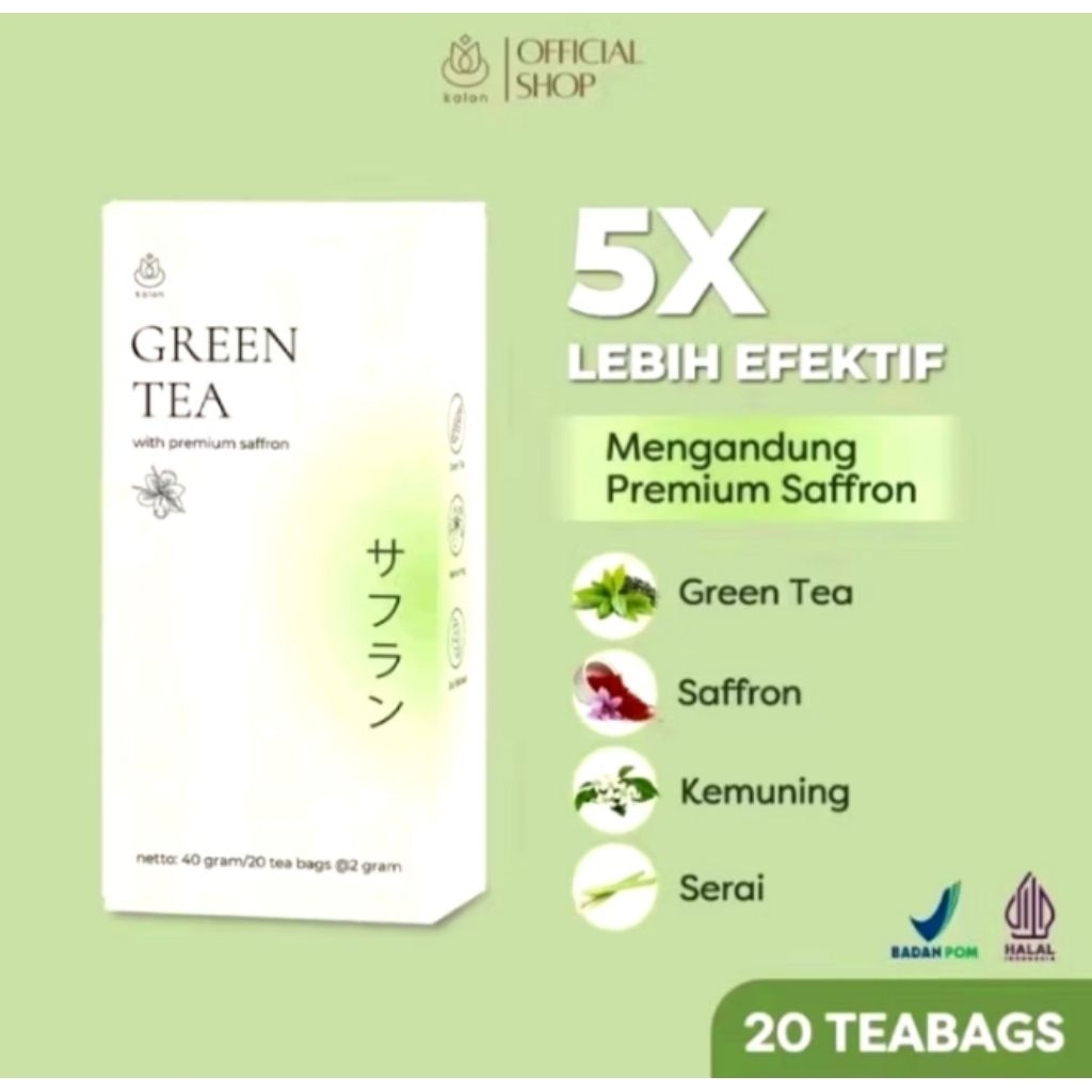 

Kalon Tea Hijau Premium Saffron isi 20 Tea Bag Original Product