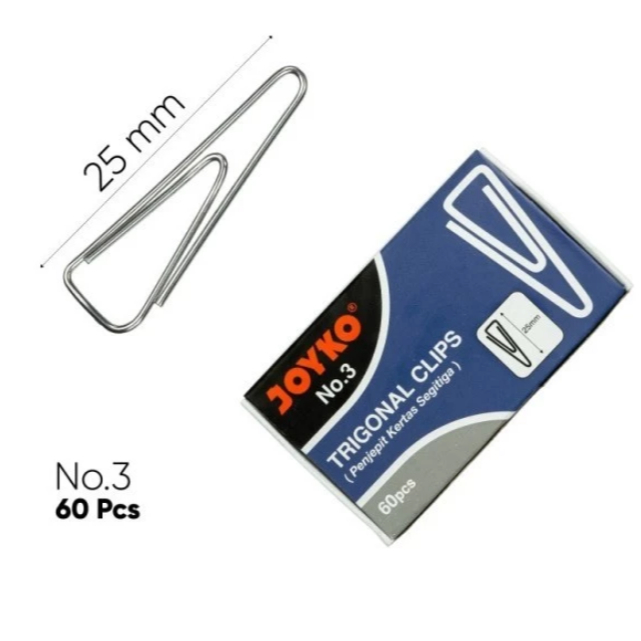 

Trigonal Clips / Paper Clip Joyko no 3 - 1 pak isi 10 box