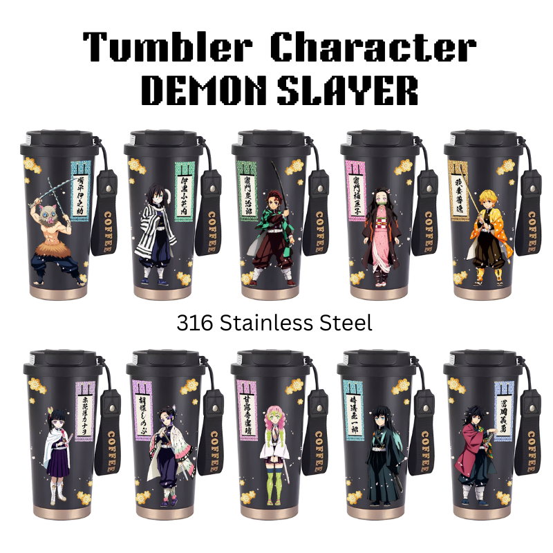 Tumbler Demon Slayer Character Anime 500ml Stainless Steel 316 Portable Botol Minum Aesthetic Demon 