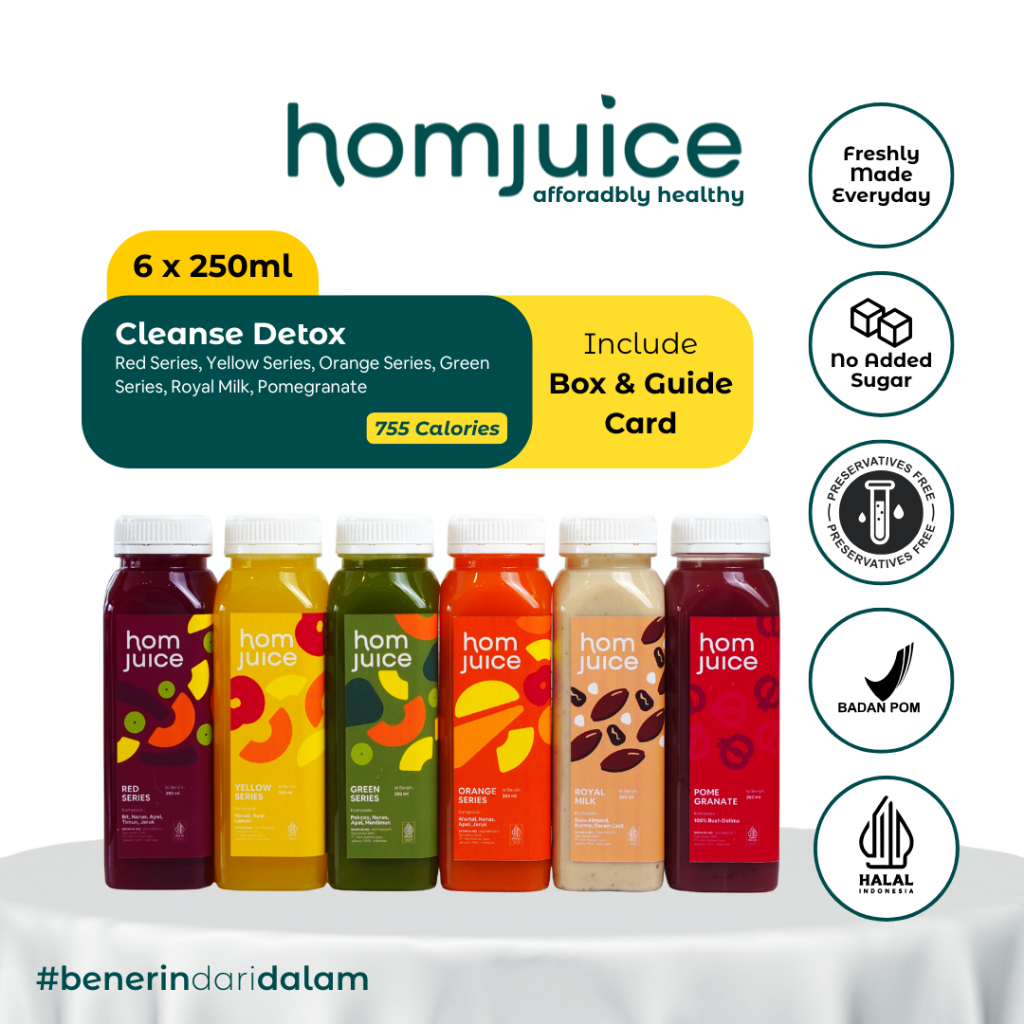 

Homjuice - Cleanse Detox 6 x 250 ml (Cold-Pressed Juice/Jus/Detox)