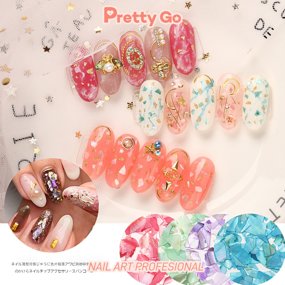 Shiny Sea Shell Dust Nail Art accessories Pecahan Kulit Kerang Aksesoris Hiasan Kuku Kuku Mutiara Ke