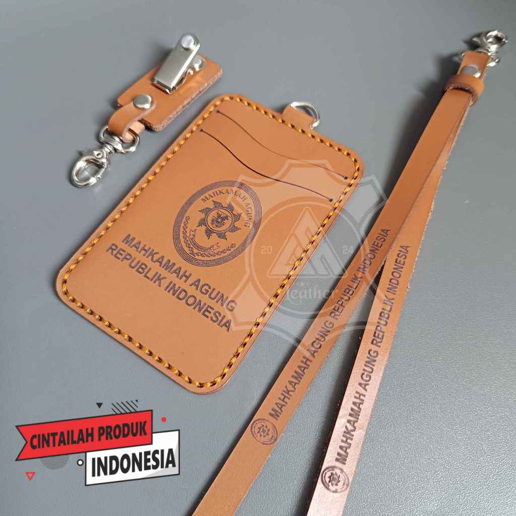 

ID Card Holder Mahkamah Agung Kulit - Name Tag Kulit Sapi Asli Costum Nama dan Logo - Tempat ID Card Kulit - Nametag Holder Free Customr