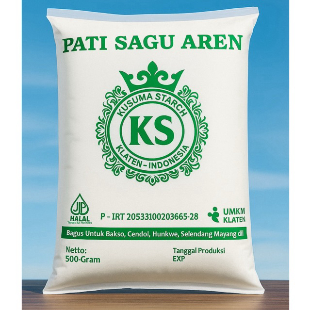 

Pati Sagu Aren Kusuma Starch Murni 500gr – Tepung Sagu Aren Halal untuk Bakso, Cendol, Hunkwe, Selendang Mayang
