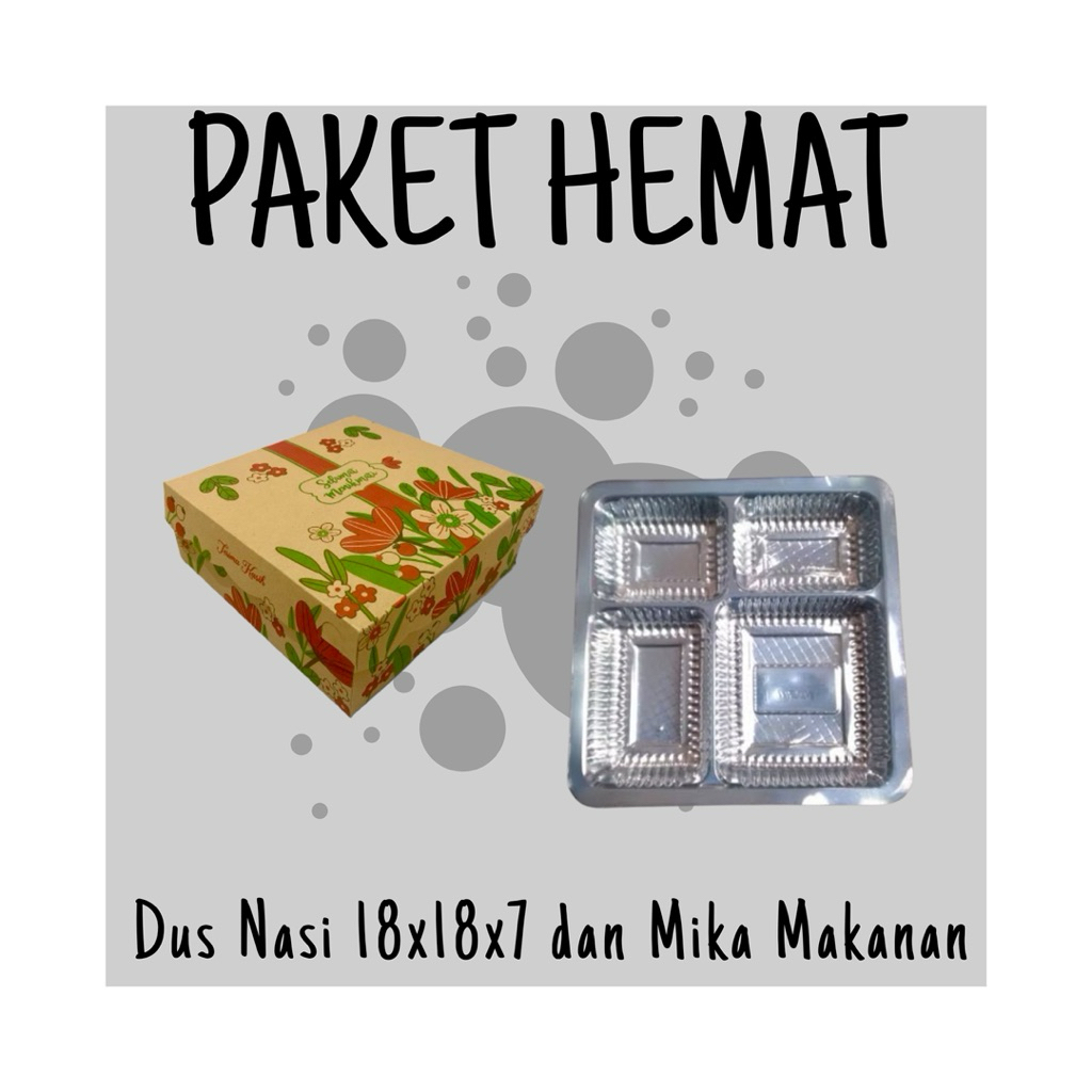 PAKET KARDUS NASI MOTIF DAN MIKA SEKAT 4 | DUS NASI/DUS KUE 18x18x7 |