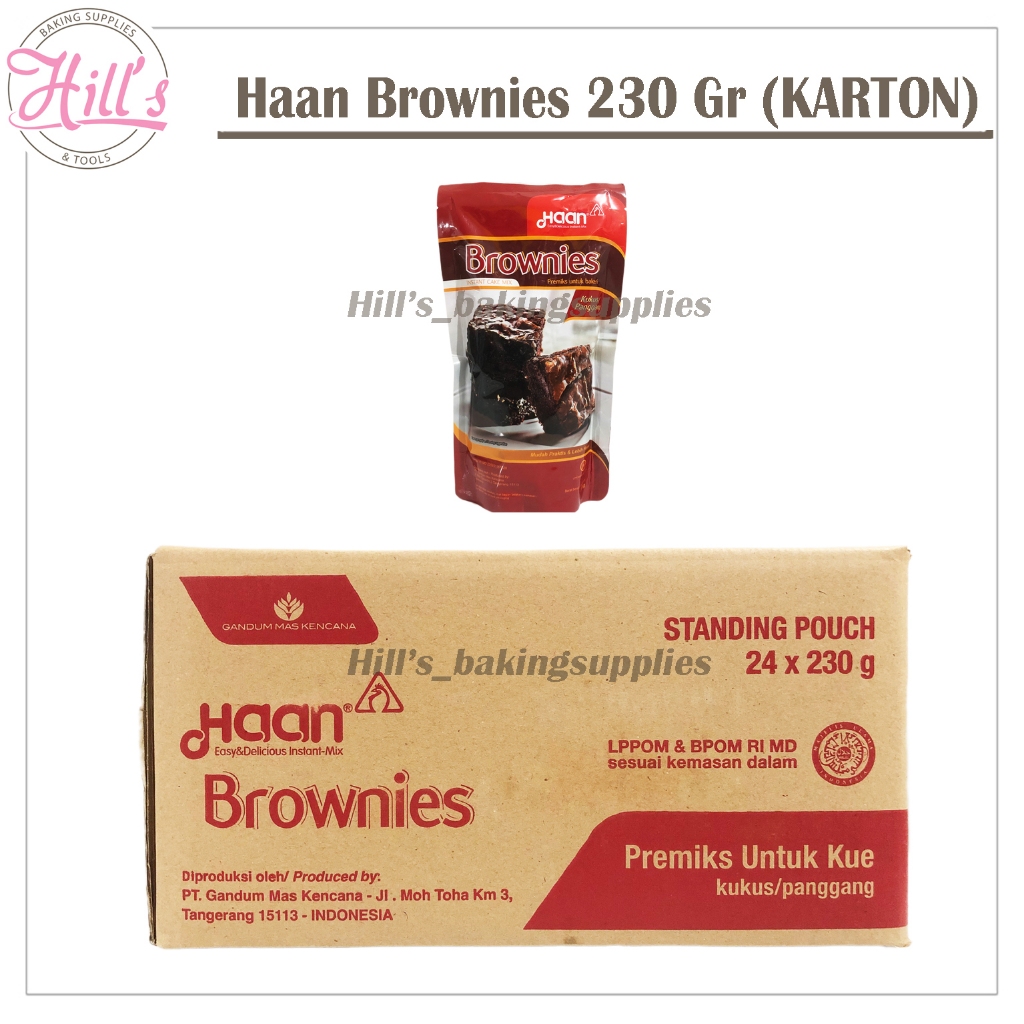 

( KARTON ) HAAN BROWNIES 230 GR POUCH INSTAN CAKE MIX / BROWNIS PREMIX BRONIS 230GR HARGA DUS