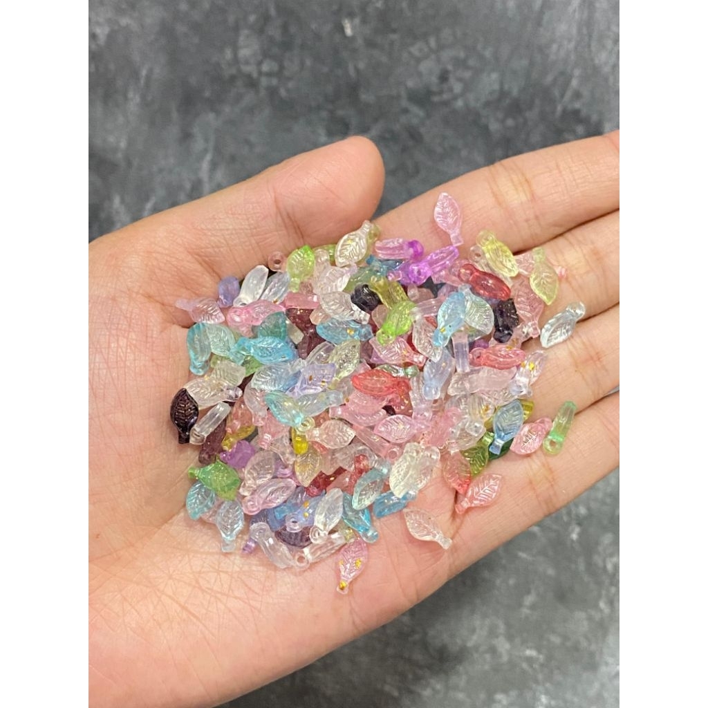 25gram manik daun mini gradasi gold mix warna