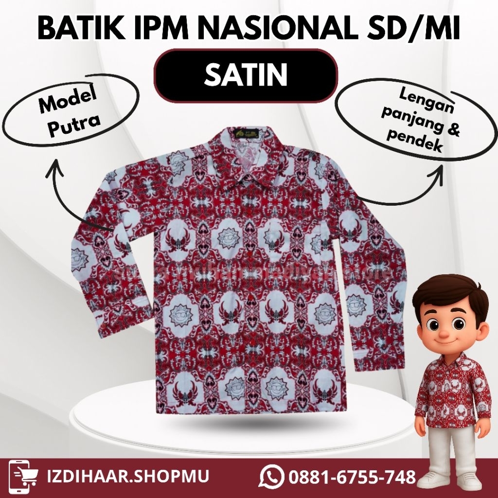 Batik IPM SD/MI Putra Satin Nasional Motif Baru