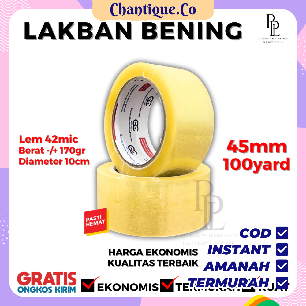 

Lakban Bening 100yard 45mm | BOPP TAPE | Isolasi Bening / Clear Tape Daya Lengket Kuat Ekonomis Termurah