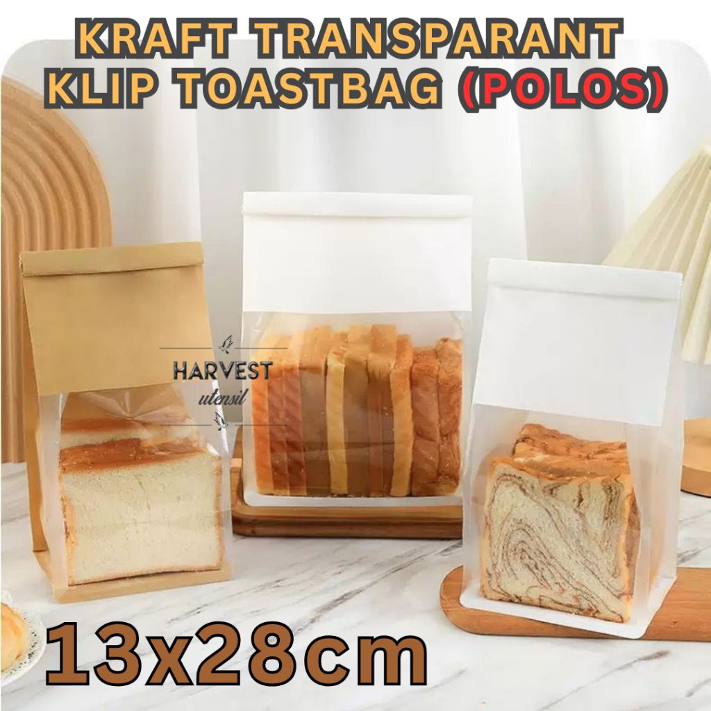 

(20pcs) 13x28 TOASTBAG KRAFT TRANSPARAN / KANTONG ROTI KRAFT TRANSPARAN / KANTONG ROTI TAWAR KUE KERING