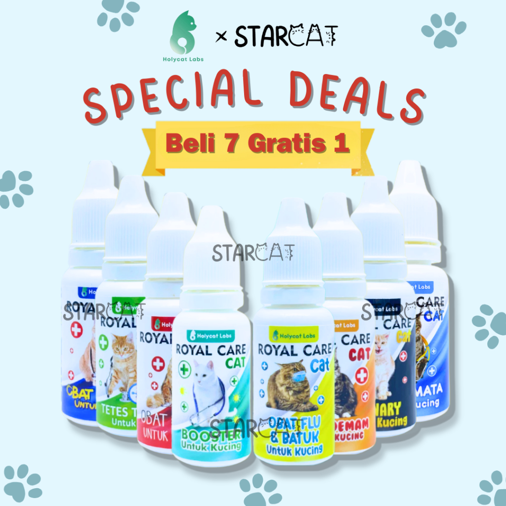 SC Beli 7 Gratis 1 Royal Care Obat 10ml Kucing Cacingan Tetes Mata Telinga Diare Demam D2 Virus