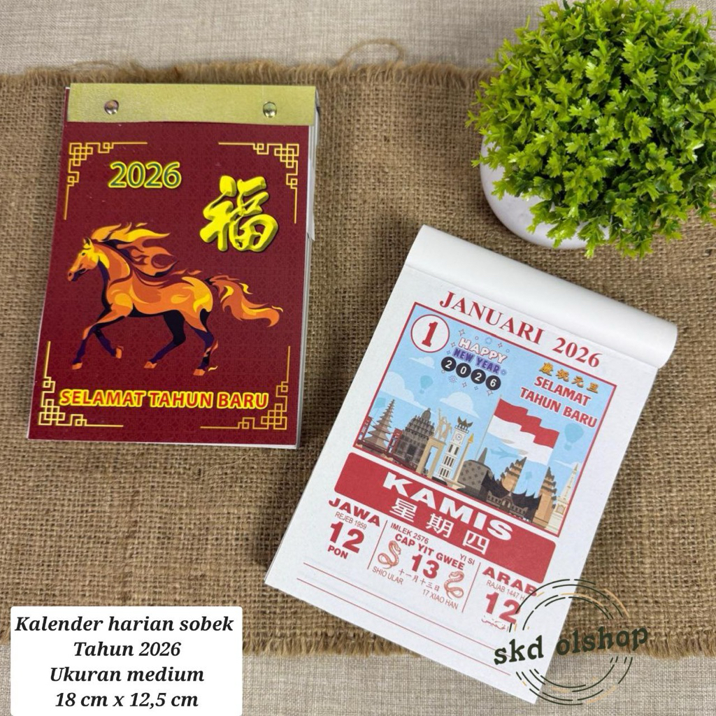 

Kalender harian sobek tahun 2026 PNC lokal ukuran medium sedang tangalan 2026