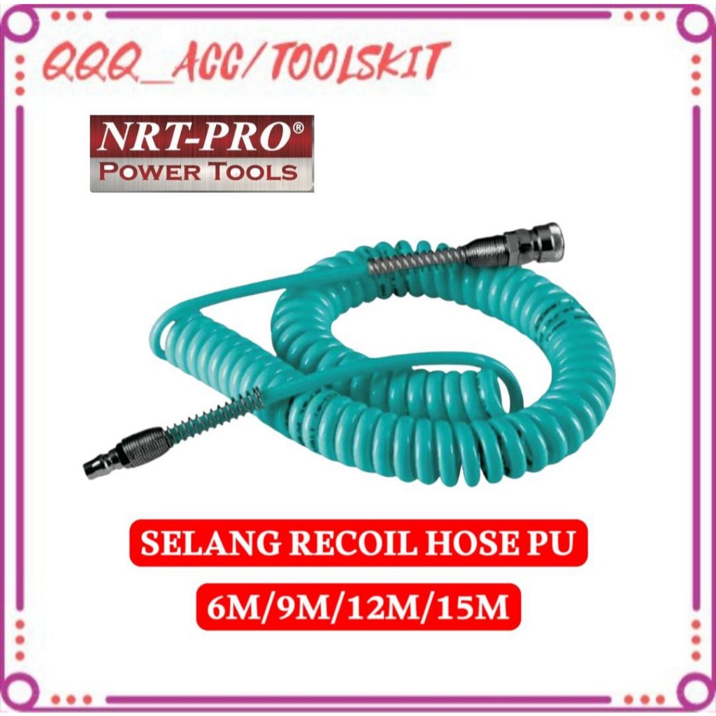 Selang Recoil Hose PU NRT-PRO Selang Kompresor Angin Spiral Tahan Tekanan Tinggi Lentur Hemat Tempat