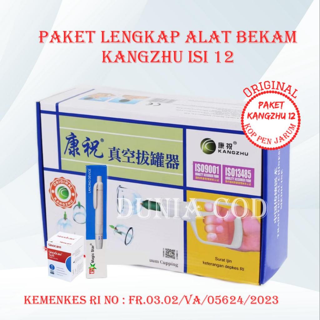 Paket Lengkap Alat Bekam Kangzhu 12 + Pen Bekam Magic Star + Jarum Sinocare 1 Box | Kop Angin Kang Z