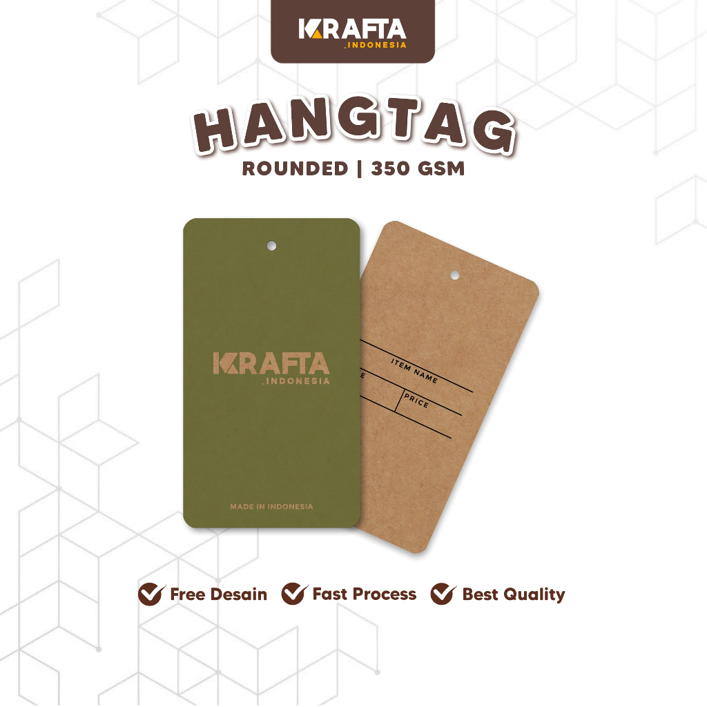 

Hangtag Label Kraft Custom - Kertas Kraft 350 Gsm