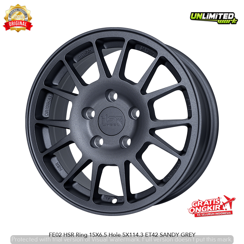 VELG FE02 HSR TERLARIS FE02 HSR R15X65 H5X114 ET42 SANDY GREY MOBIL XPANDER SUZUKI