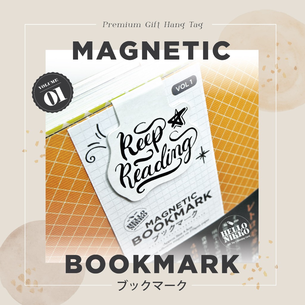 

Pembatas buku magnet cute lettering text vol 1 brush calligraphy elegant bookmark magnetic novel art