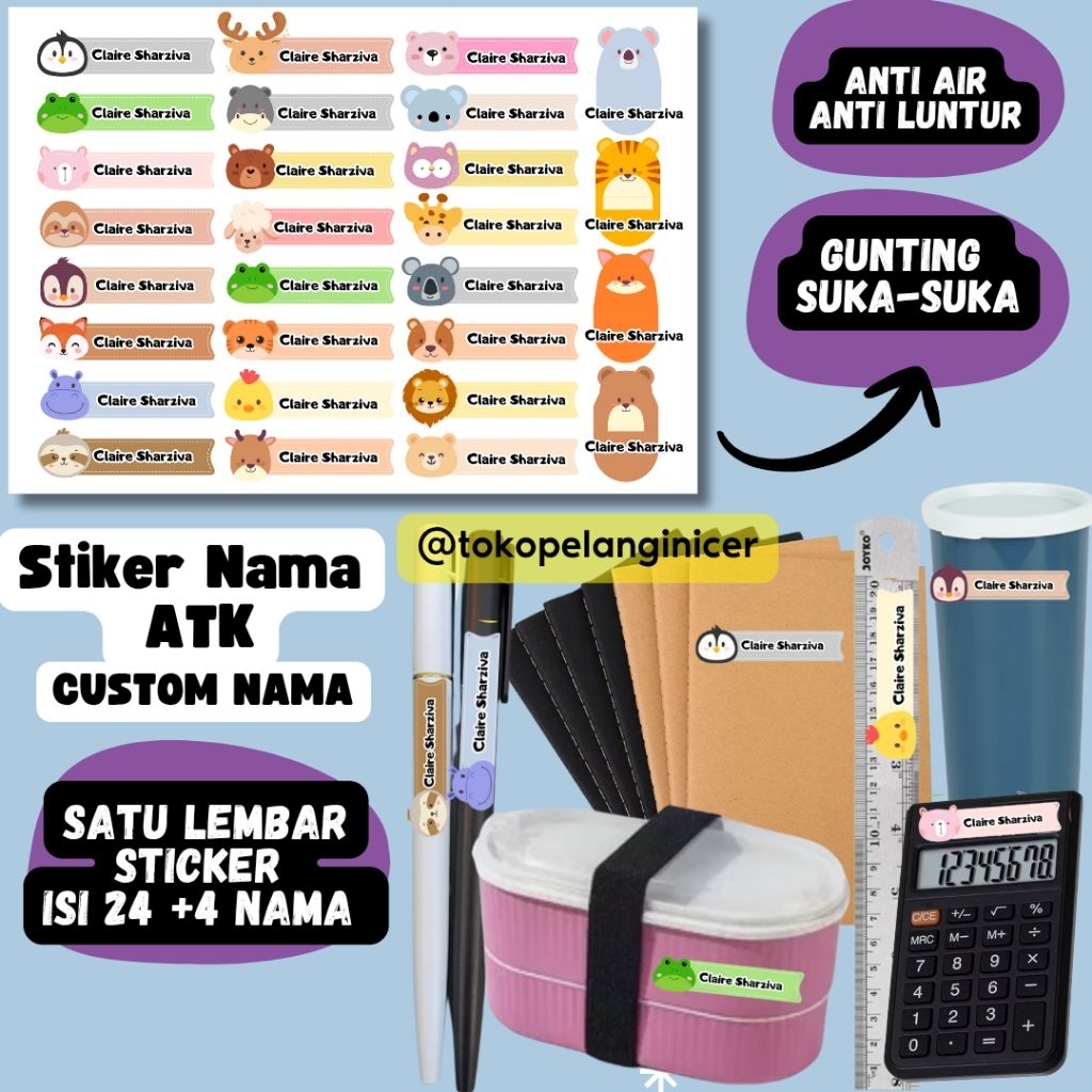 

Stiker Nama ATK Custom Karakter Lucu Anti Air –Sticker Label Nama Anak Sekolah ATK -Stiker Nama Alat Tulis