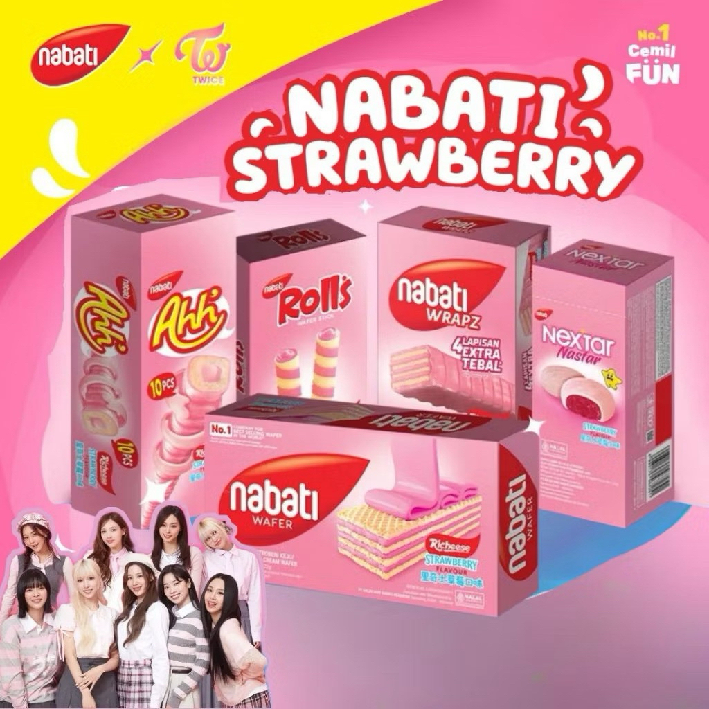 

Nabati Richeese Strawberry Stick Ahh Rolls Wafer Wrapz Twice Photocard