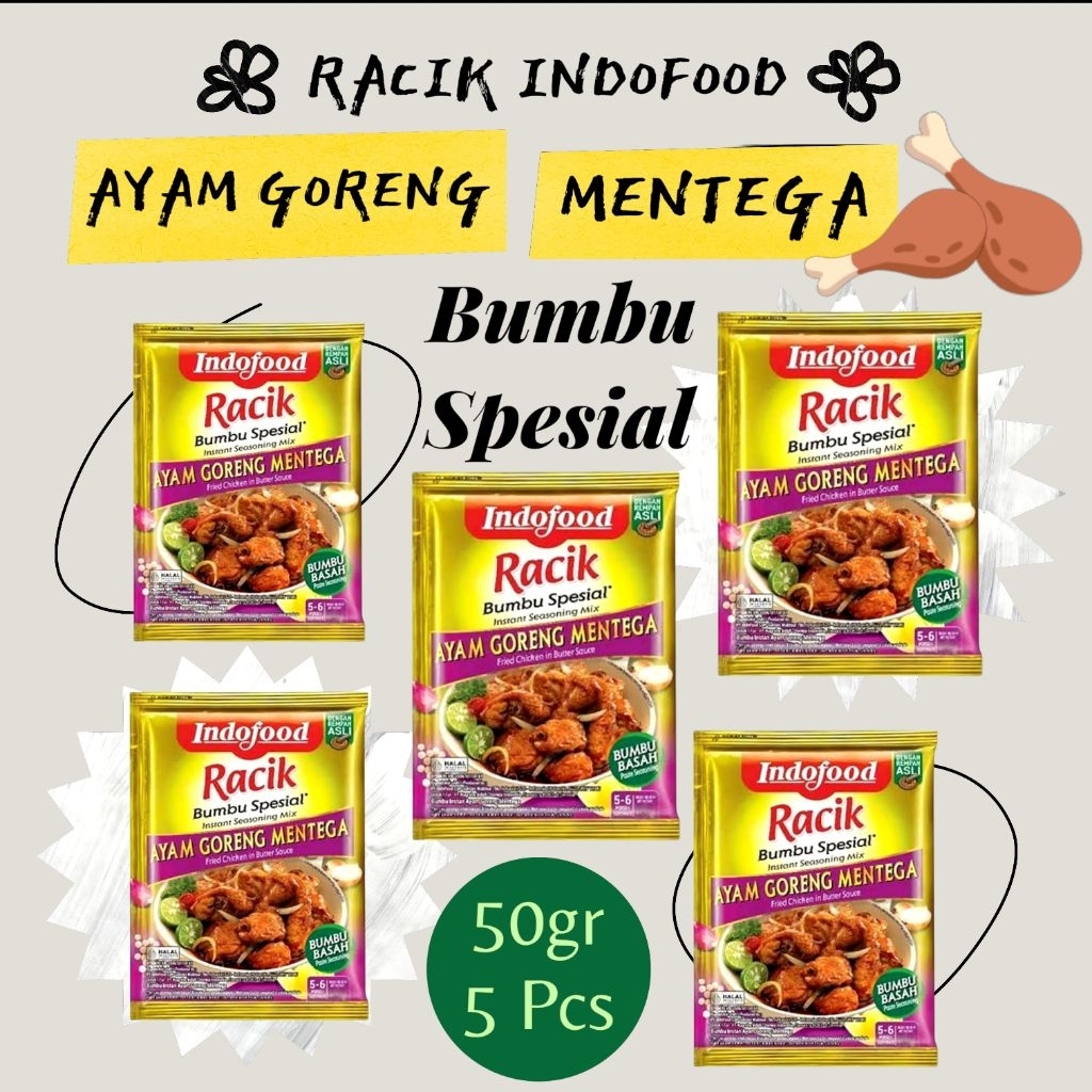 

Racik Bumbu Spesial Ayam Goreng Mentega 50gr ( 5 PCS )