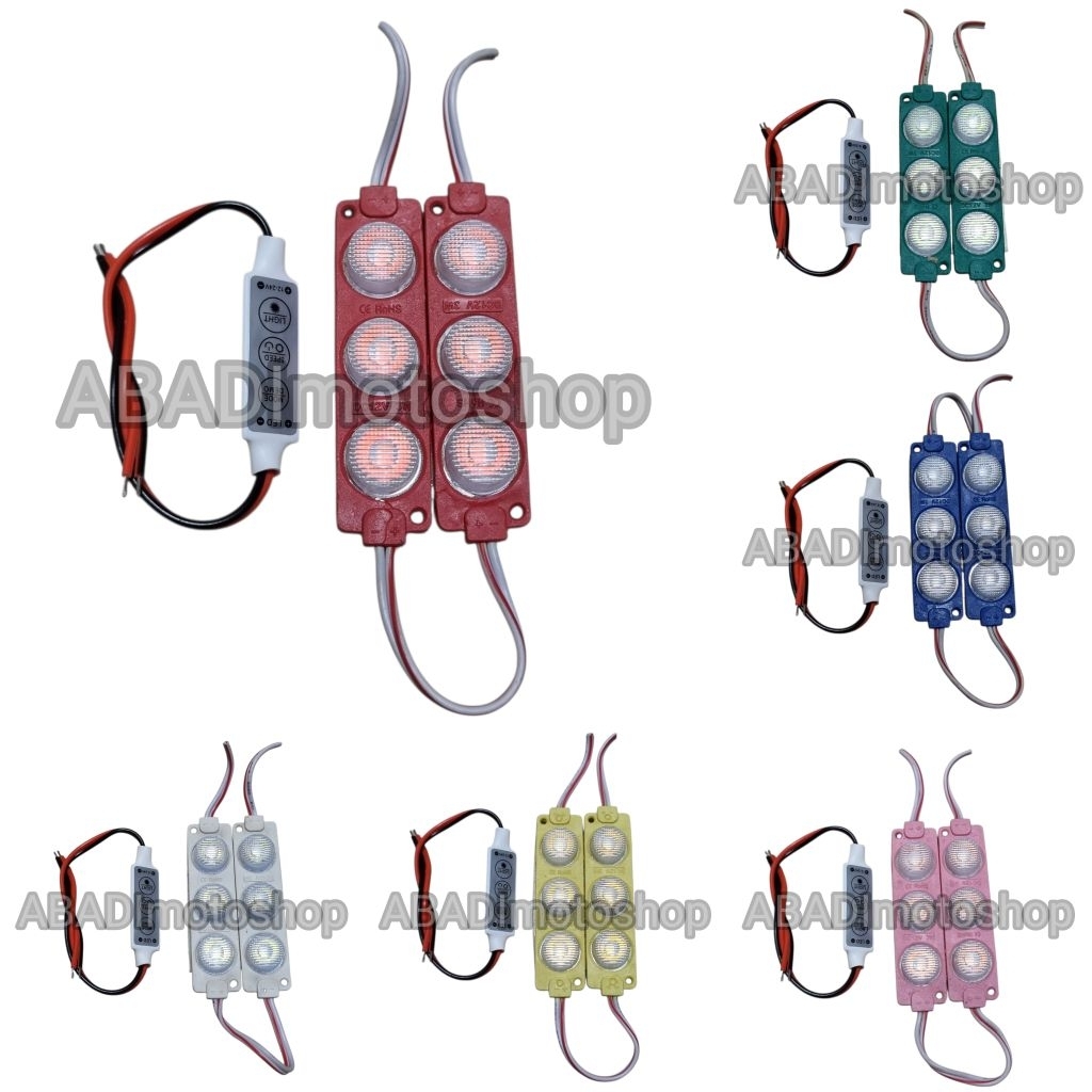 LAMPU LED KOLONG 3MATA 12VOLT+MODUL CONTROLLER 12-24VOLT LAMPU KOLONG MOTOR UNIVERSAL