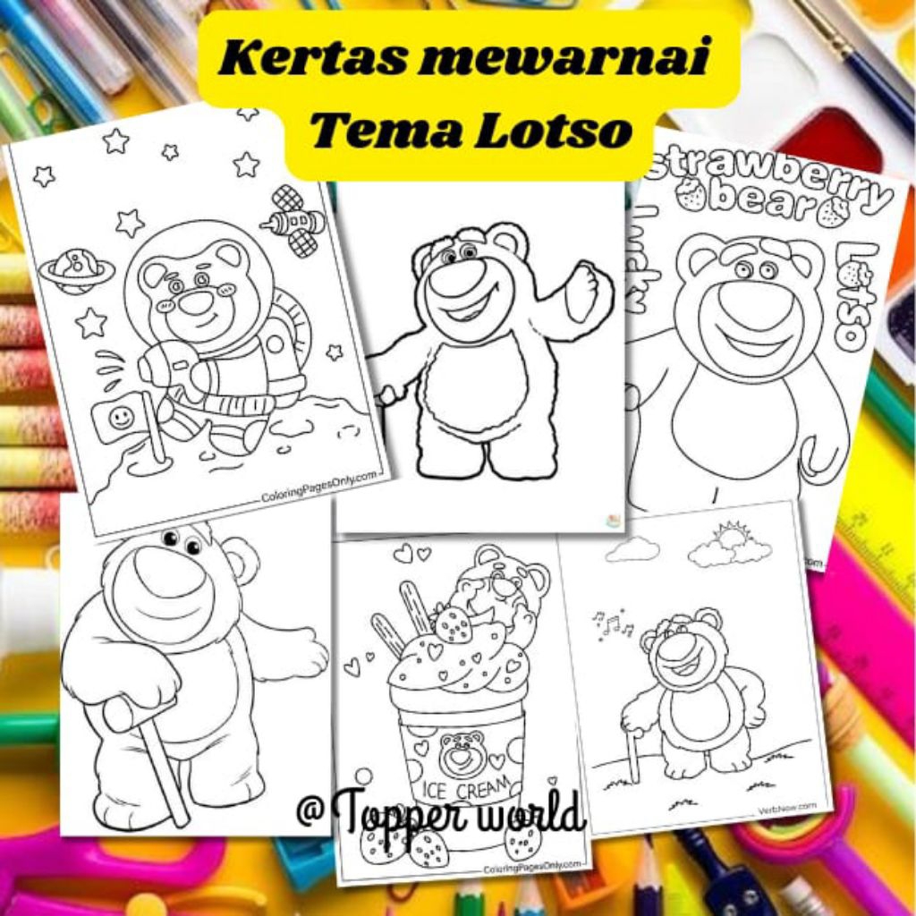 

20 LEMBAR KERTAS MEWARNAI ANAK TEMA LOTSO (READY LANGSUNG KIRIM)