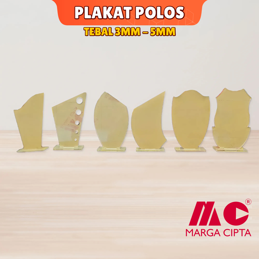 PLAKAT POLOS BAHAN AKRILIK DUDUKAN TROPHY Penghargaan Wisuda Akrilik tebal 5MM