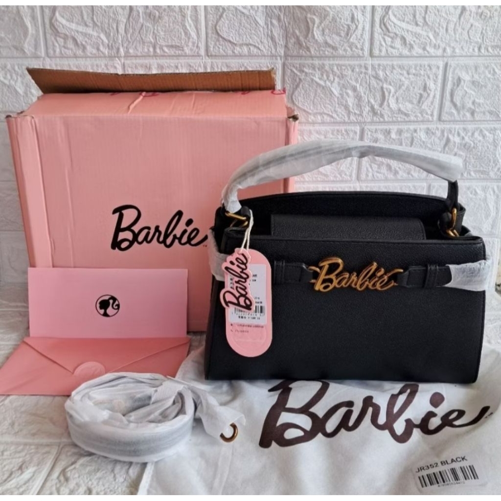 Tas 2 in 1 Barbie croco Hitam bisa selempang dan Handbag