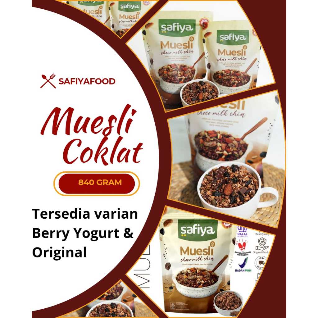 

Safiya Muesli Coklat Susu Chiaseed 840Gram Sereal Oatmeal Diet Premium | Muesli Coklat Susu