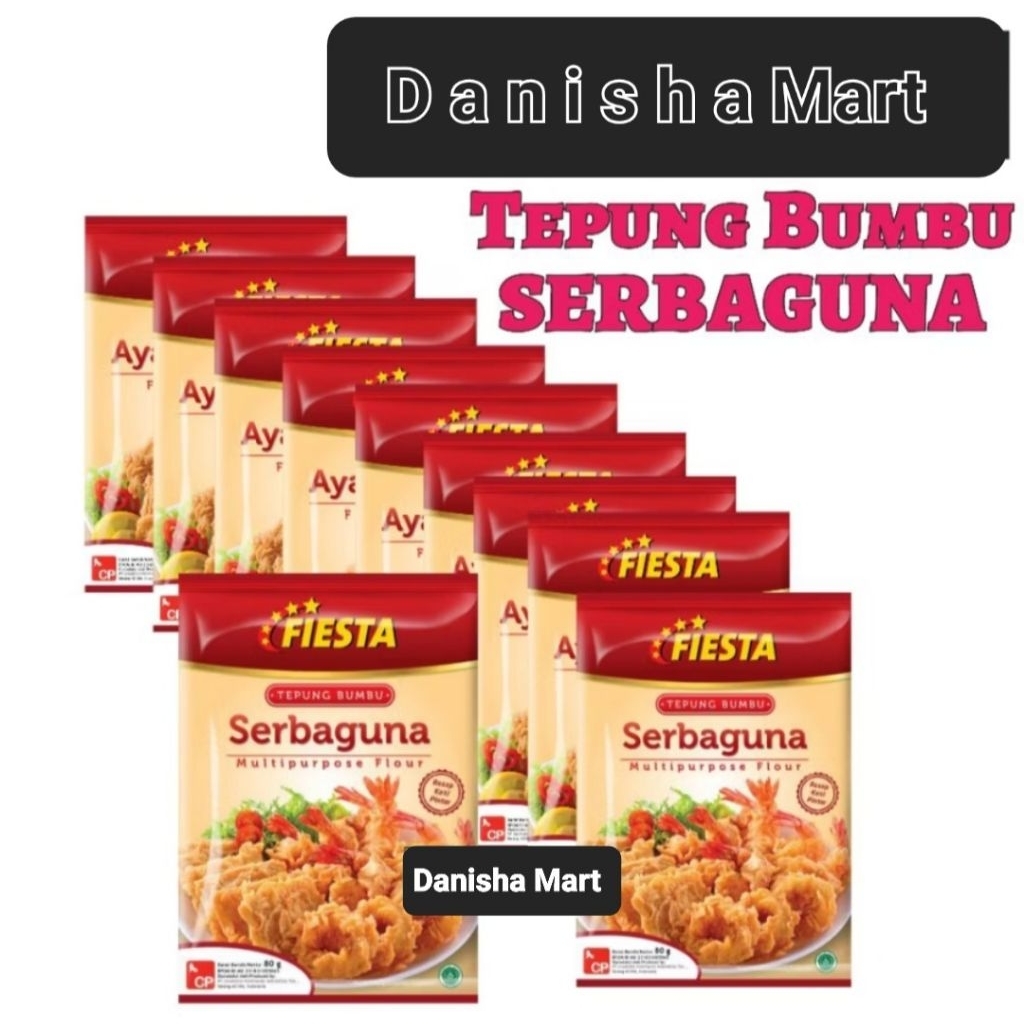 

Fiesta Tepung Bumbu Serbaguna , FIESTA Tepung bumbu 80gr , Renyah , Crispy , Gurih, Halal pastinya // Danisha Mart