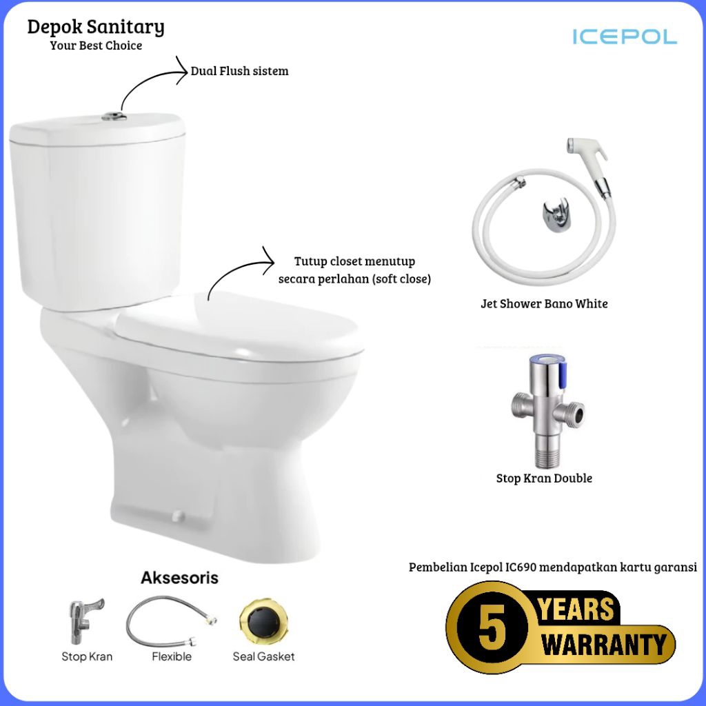 Icepol Closet Duduk Kloset Duduk Toilet Duduk IC 690