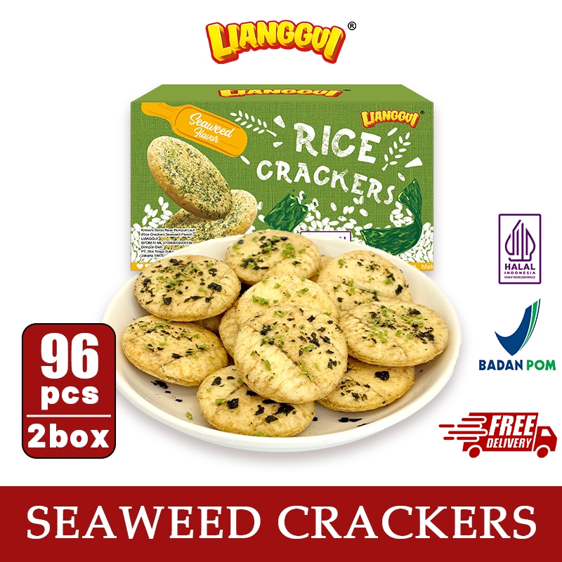 

‌Lianggui - Nori Rice Crackers 96ps Cemilan Jipang Rumput Laut Kantor Sehat Halal Penghilang Lapar