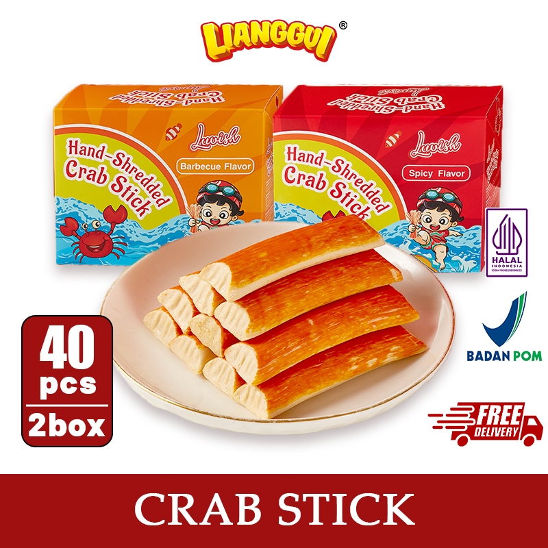 

Lianggui - Crab Stick 20Pcs HALAL - Cemilan Pedas/BBQ, Seafood Gurih, Snack Enak Buat Ngemil