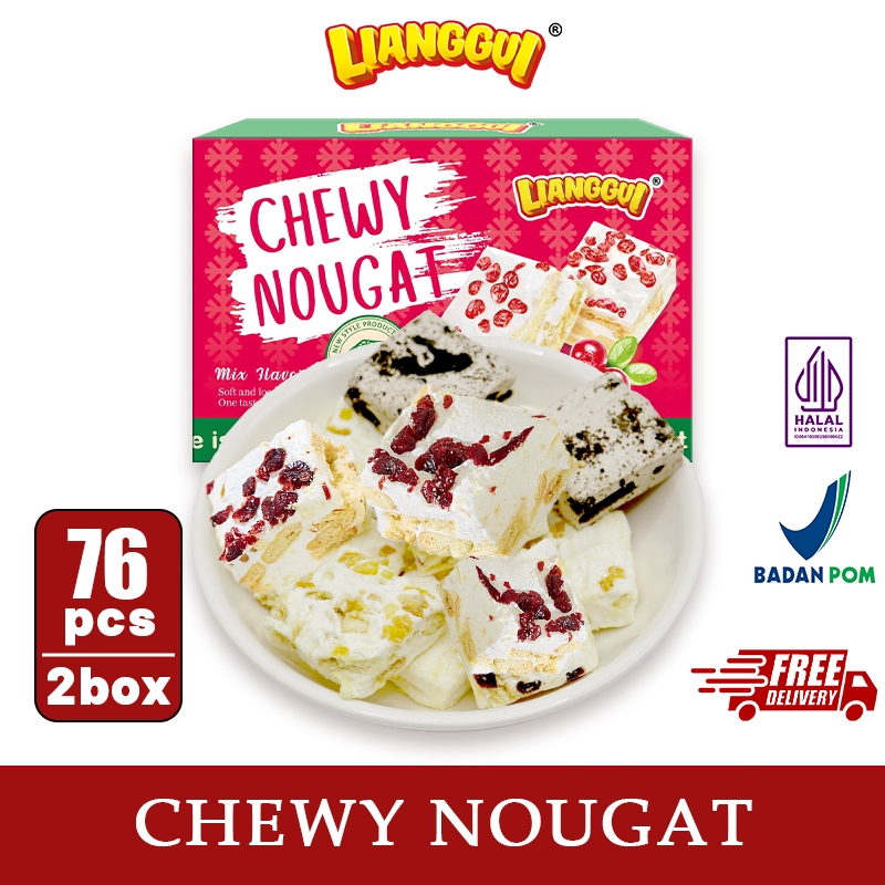 

Lianggui - ‌Nougat Chocolate Coklat+Cranberry Halal Cemilan Viral Sticky Nougat Best Seller Lezat