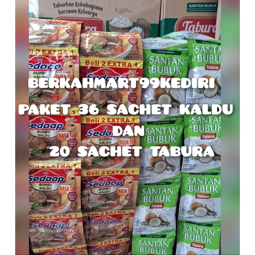 

Bumbu sedap kaldu sapi 36 sachet dan 20 sachet santan tabura