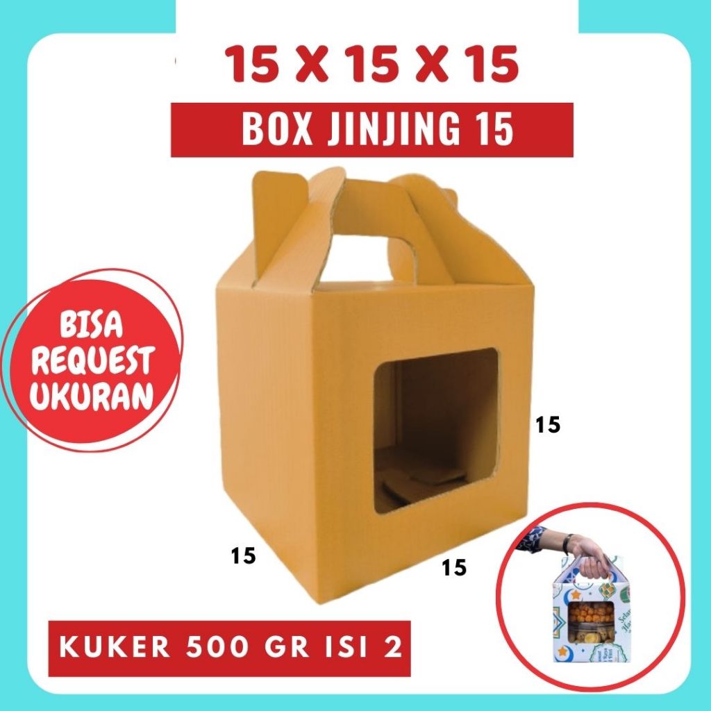 

Box 15x15x15 Jinjing (KUKER TOPLES 2x500gr) Gable Box Kardus Kue Kering Idul Fitri Hampers Lebaran
