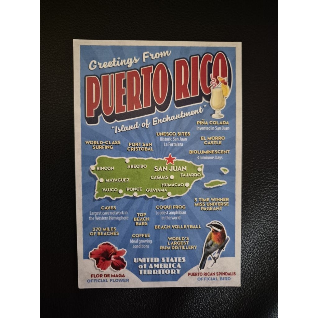 

kartu pos peta puerto rico map postcard