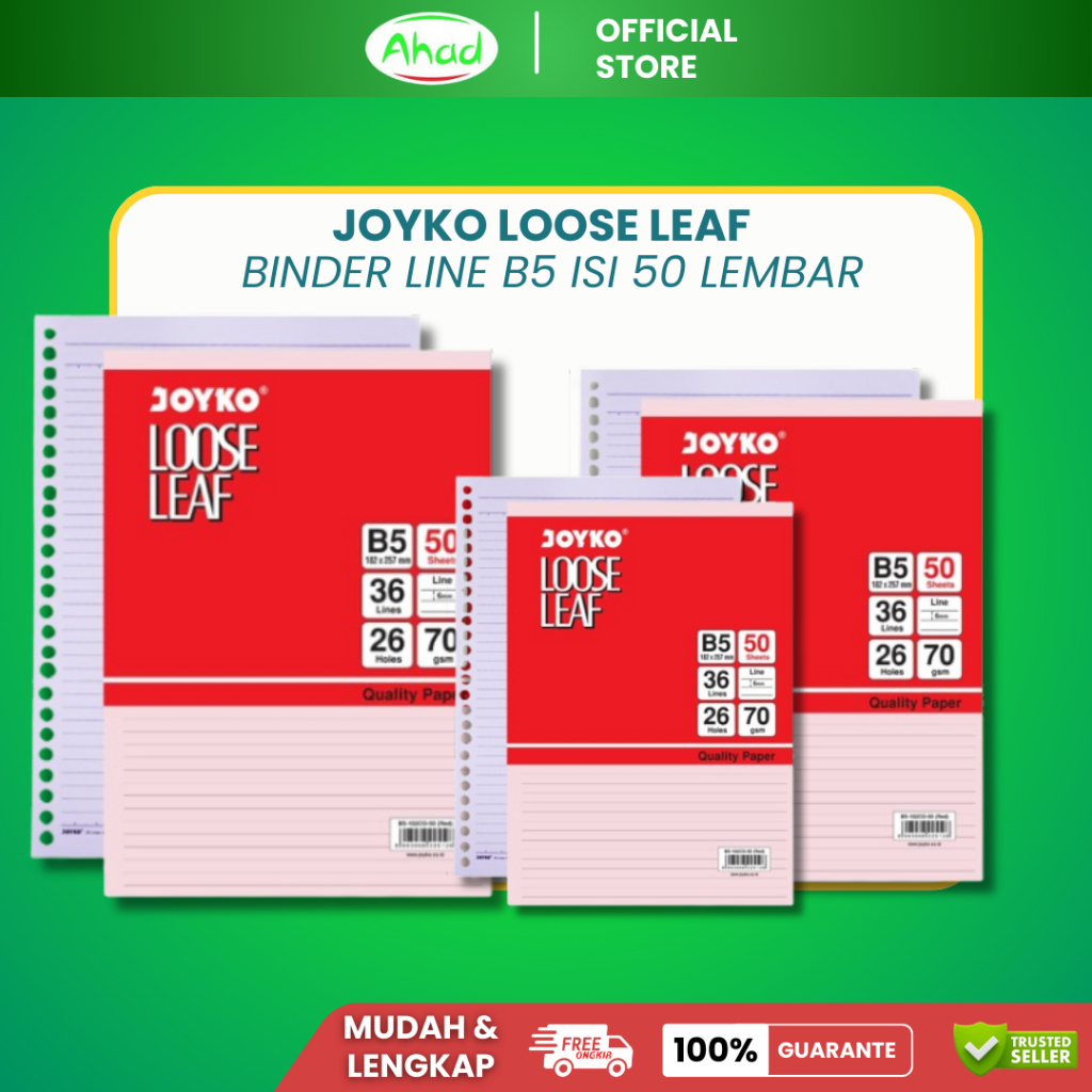 

Kertas Binder Joyko B5 50s | Kertas Binder | Binder kertas Refill | Binder Joyko | Binder bergaris