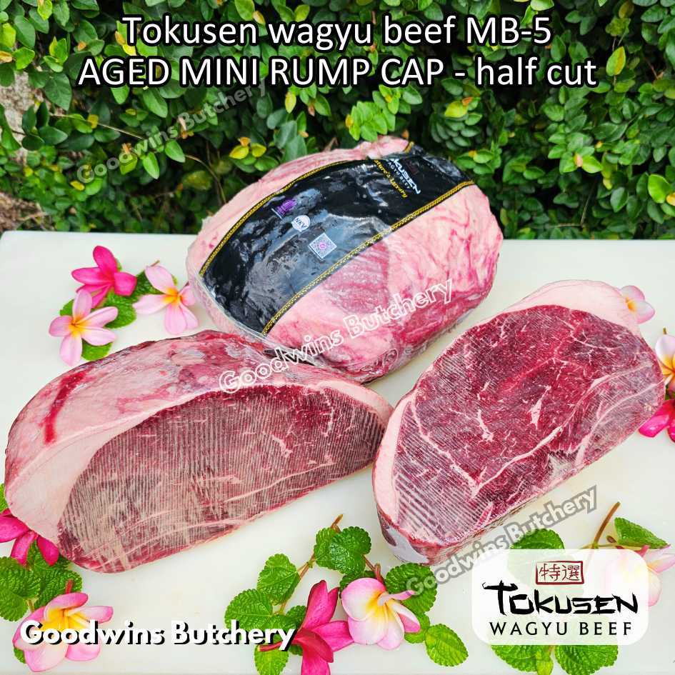 

Beef Wagyu Tokusen 1.5kg MINI RUMP ROAST HALF CUT marbling MBS-5 aged frozen