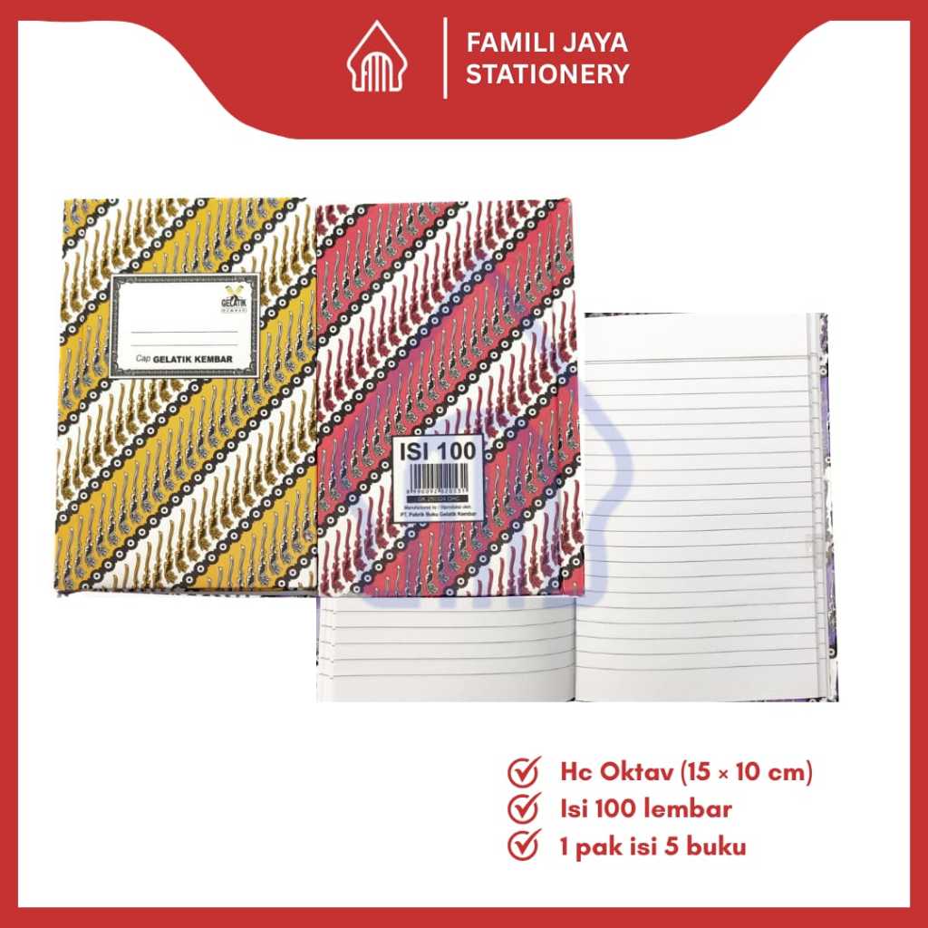 

GELATIK KEMBAR Buku Tulis Hard Cover Batik Oktavo Isi 100 Lembar