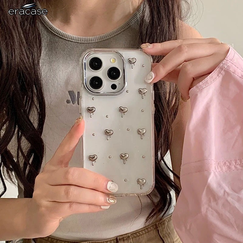 ES592 Case Iphone LUX 3D Silver 4 Motif Clear Glitter - Hardcase/Case Hp Compatible For Iphone XR 11