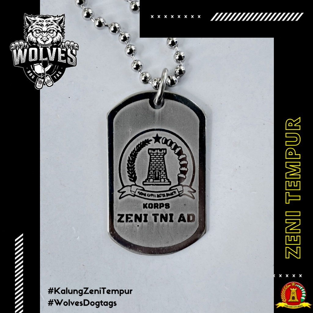 Kalung Zeni / Kalung Zipur / YONZIPUR TNI AD / Dog tag zeni / Kalung army / kalung logo zeni tempur