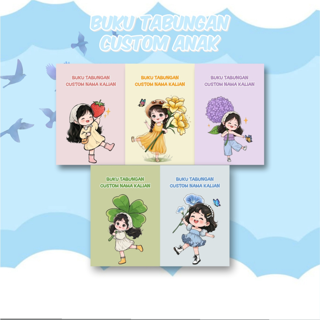 

Buku Tabungan Anak Custom TK PAUD - Nama Foto Anak - Desain Kartun Lucu Edukatif - Cover Buffalo Premium
