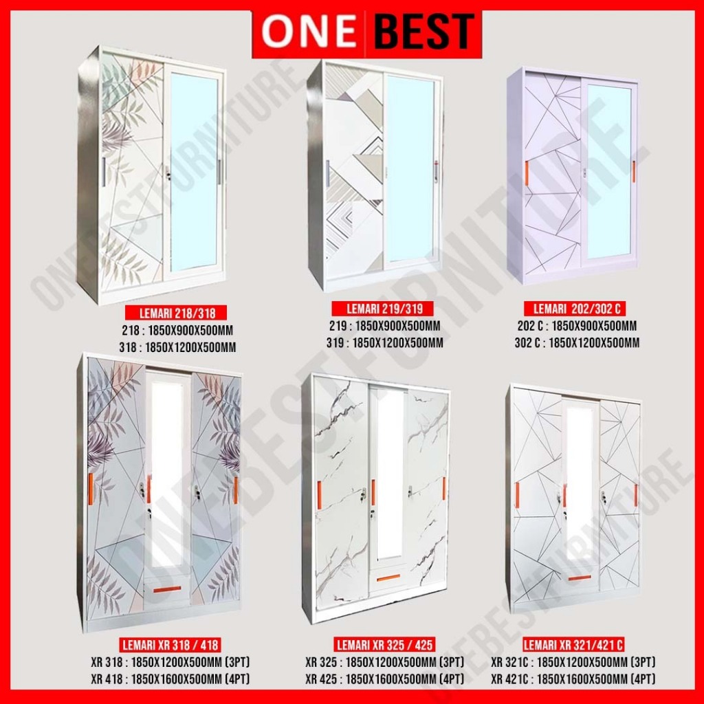 Lemari Baju Besi - Lemari Pakaian Besi Sliding / 2 Pintu / 3 Pintu [BANDUNG]