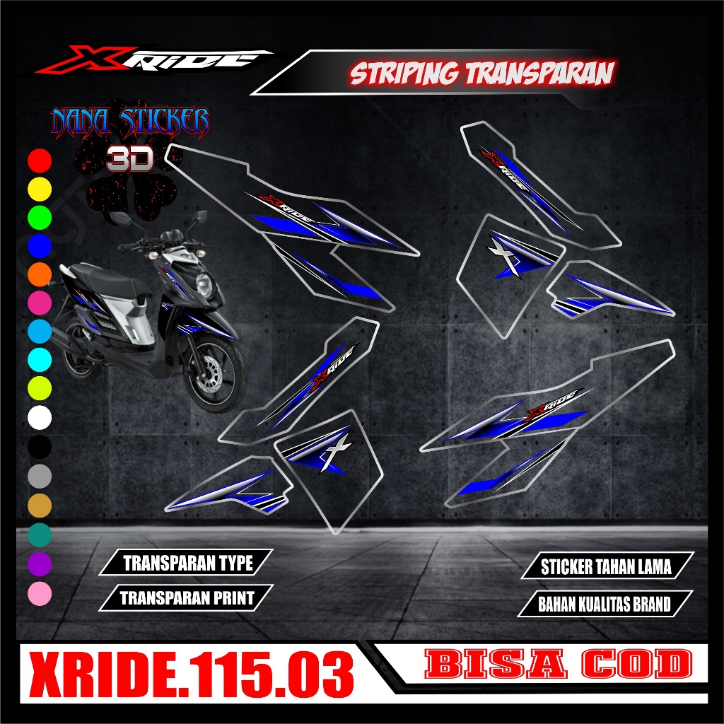 Striping TRANSPARAN YAMAHA XRIDE 115 Variasi Stiker Sticker list body motor YAMAHA XRIDE 115 Motif s